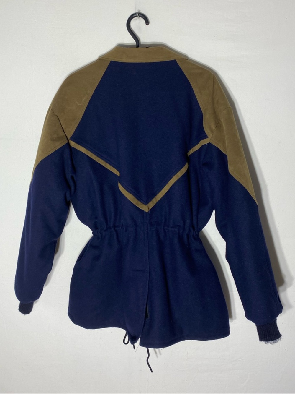Vintage Cripple Creek Navy Wool Blend Chore Coat W Ultrasuede Trim Western L - Picture 3 of 16